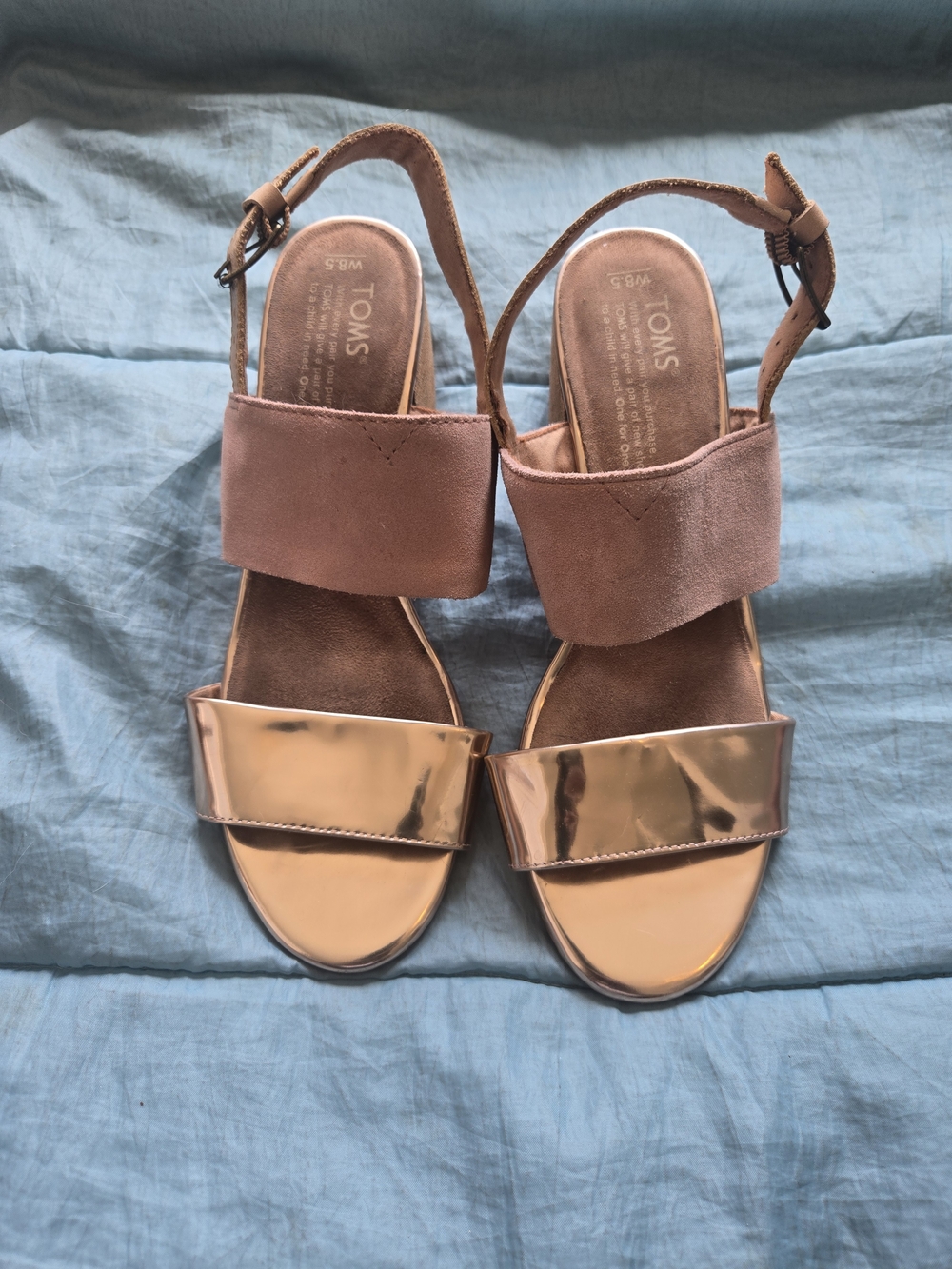 TOMS Women's Pink Metallic Slingback Sandals